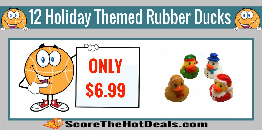 One Dozen (12) Holiday Christmas Theme Rubber Ducks
