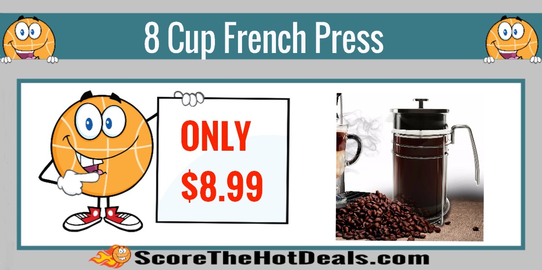 8 Cup French Press Coffee and Tea Maker with Bonus Screens 