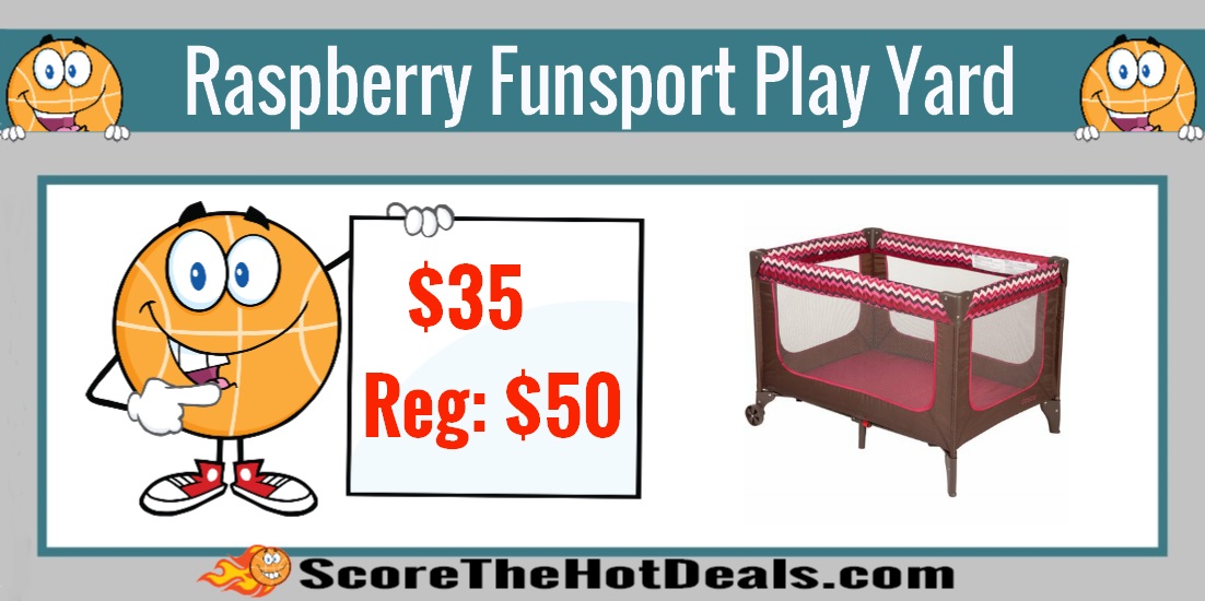 Raspberry Chevron Funsport Play Yard