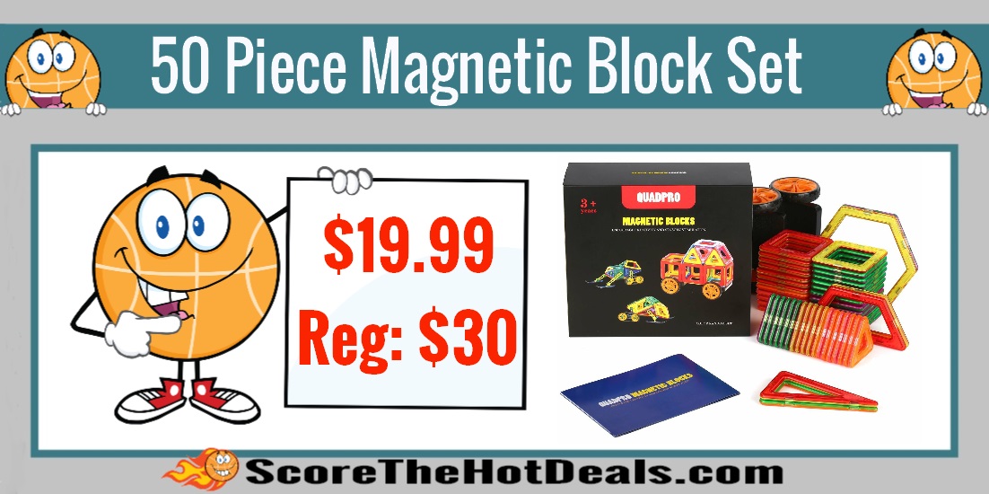 50 Piece Quadpro Magnetic Building Block Set