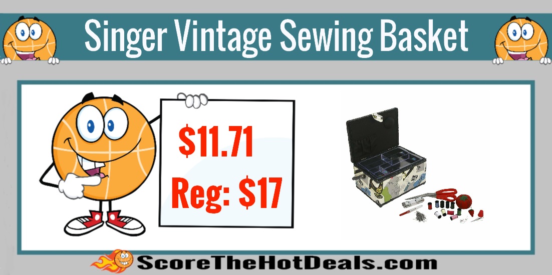 Singer Vintage Sewing Basket with Sewing Kit
