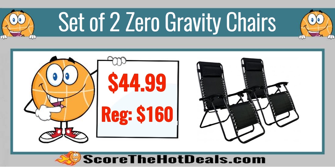 Set of 2 Zero Gravity Lounge Patio Chairs
