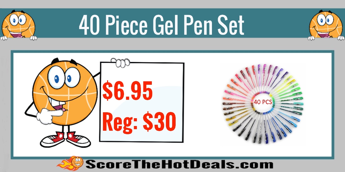 40 Piece Gel Pen Set With Case
