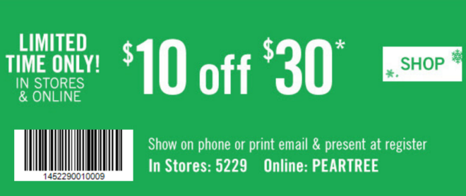 Bath & Body Works $10 off $30 Coupon
