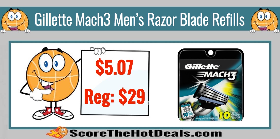 Gillette Mach3 Men's Razor Blade Refills, 10 Count