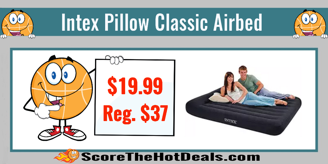 Intex Pillow Classic Airbed with Built-in Pillow and Electric Pump