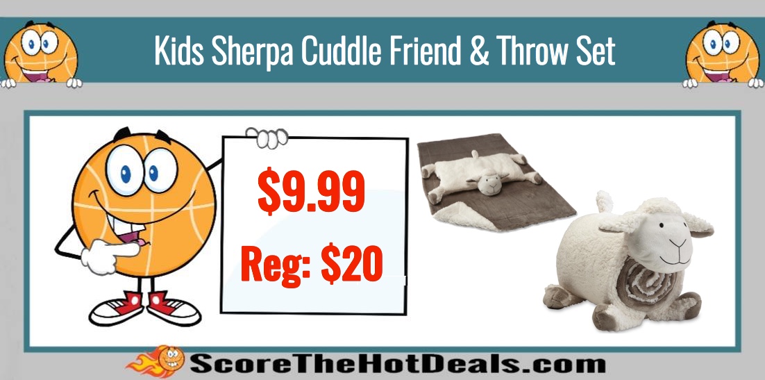 Kids' Sherpa Cuddle Friend & Throw Set