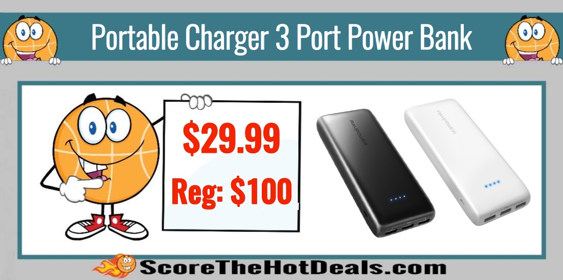 Portable Charger RAVPower 3-Port Power Bank