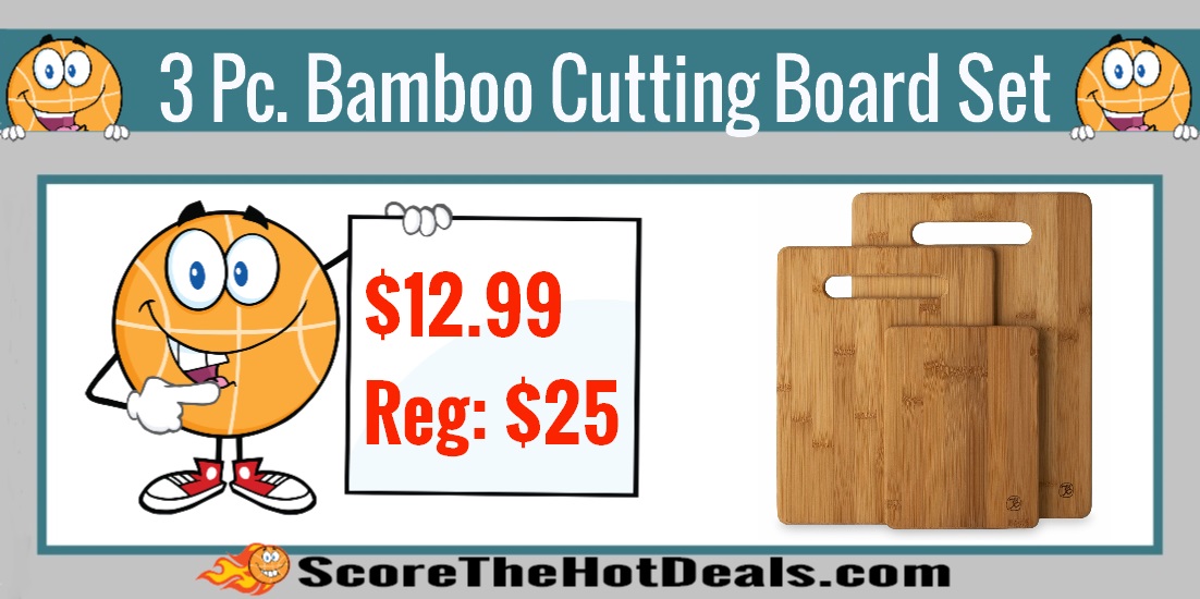 3 Piece Bamboo Cutting Board Set