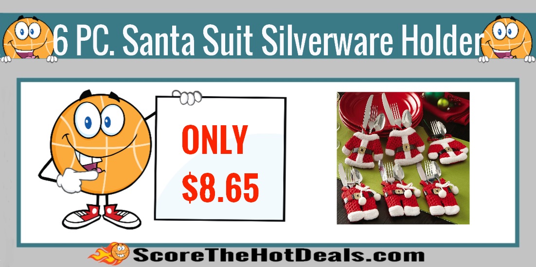 6 Piece Santa Suit Silverware Holder