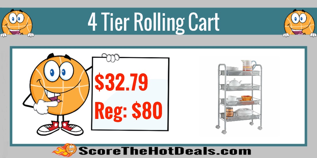4 Tier Wire Mesh Rolling Cart