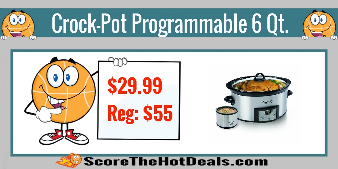 Crock-Pot 6 Quart Countdown Programmable Oval Slow Cooker with Dipper