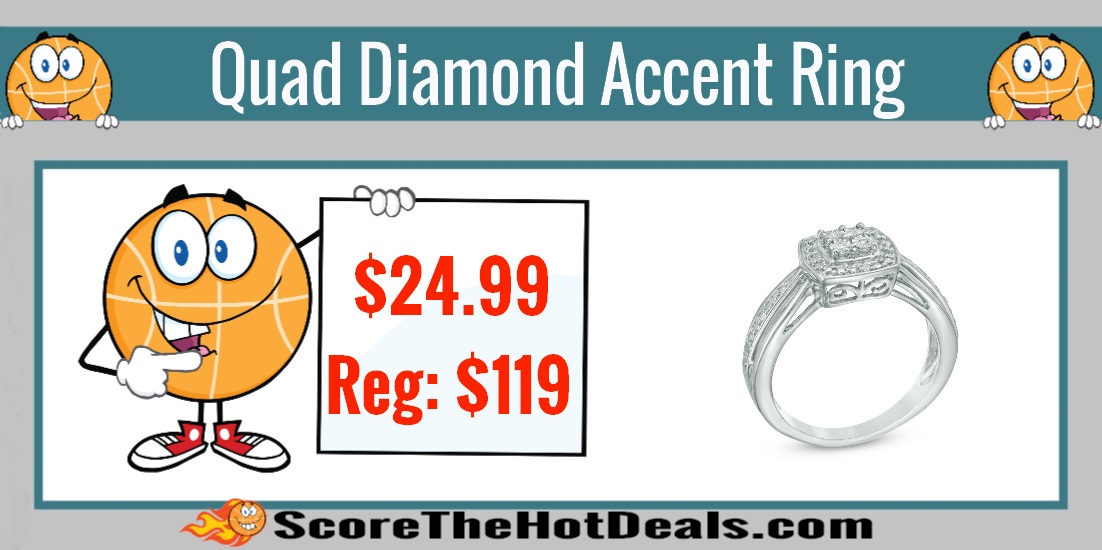 Zales Silver Quad Diamond Accent Ring