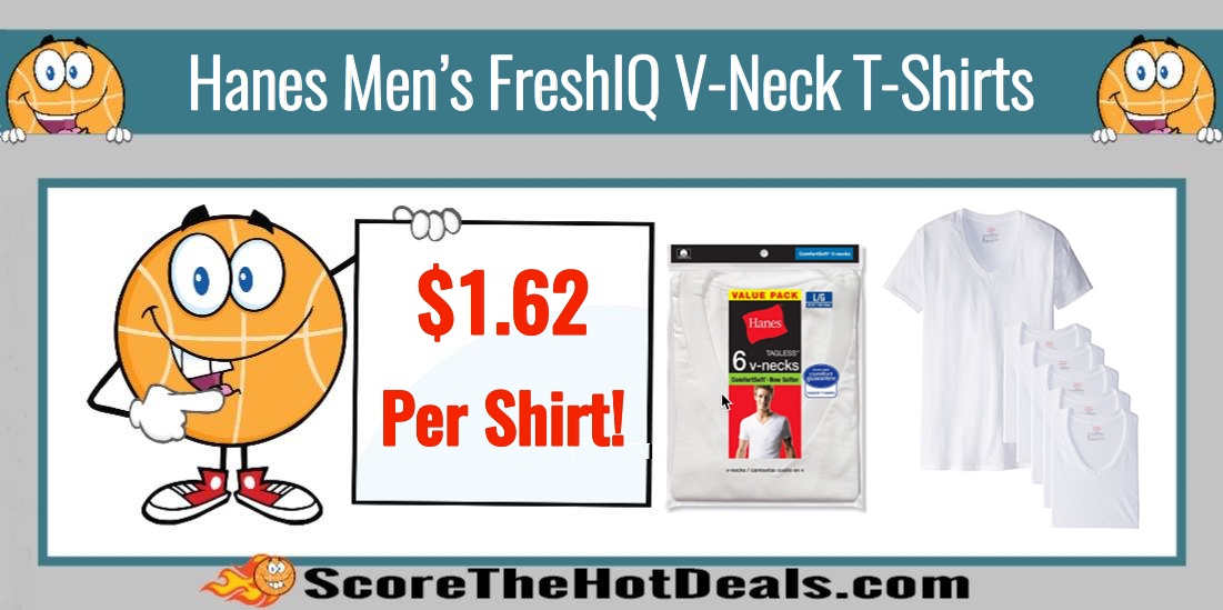 Hanes Men's FreshIQ V-Neck T-Shirts (Pack of 6)