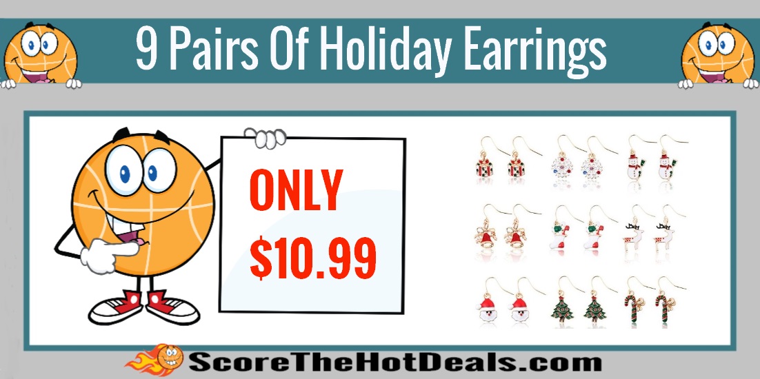 9 Pairs Of Holiday Earrings