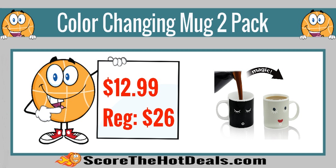 Pack of 2 Neat Magic Color changing Coffee Mugs 