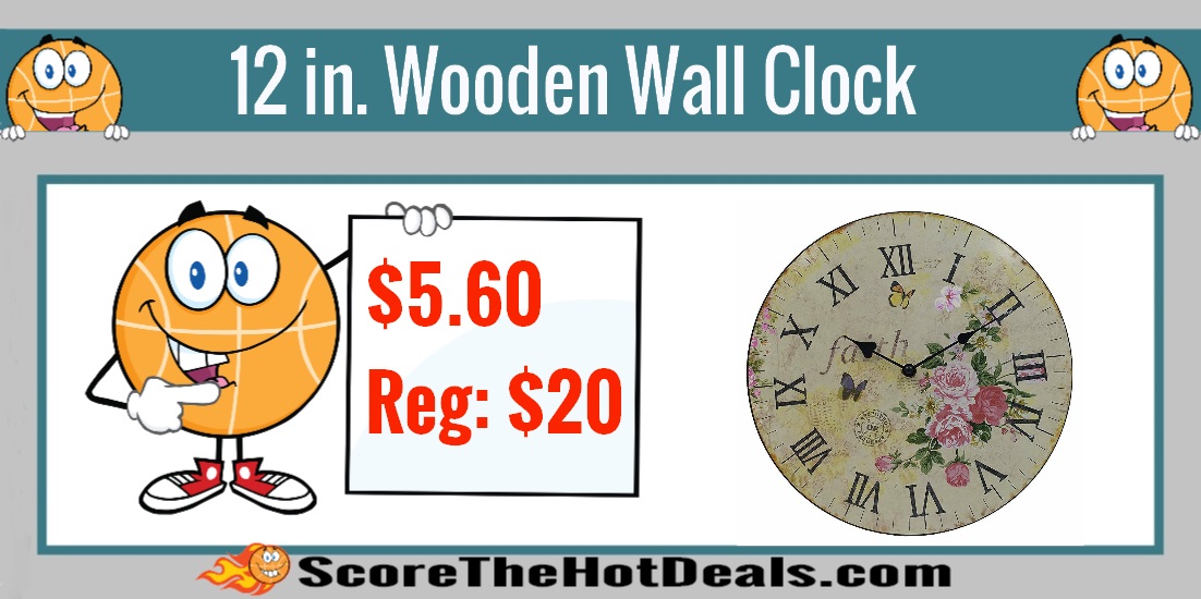 12 in. Wooden Flower Wall Clock