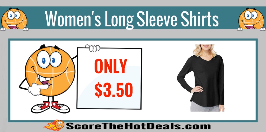 Hanes Long Sleeve Women's V-Neck Shirts 