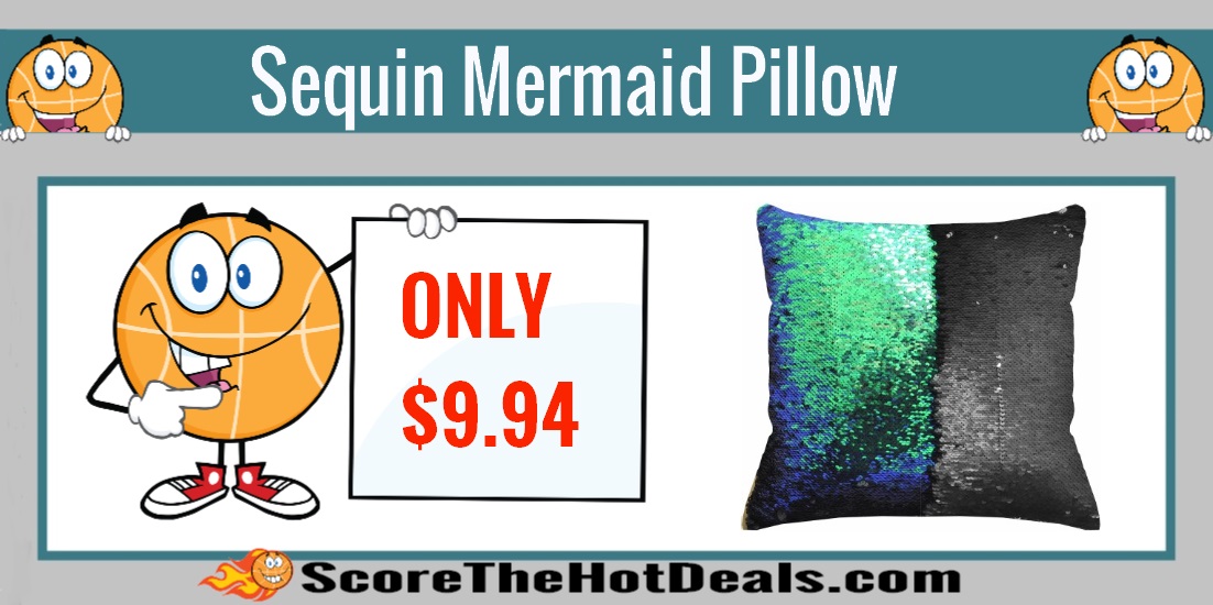 Reversible Sequin Mermaid Decorative Pillow 