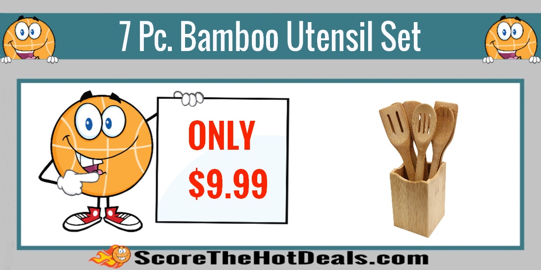 7 Piece Bamboo Utensil Set