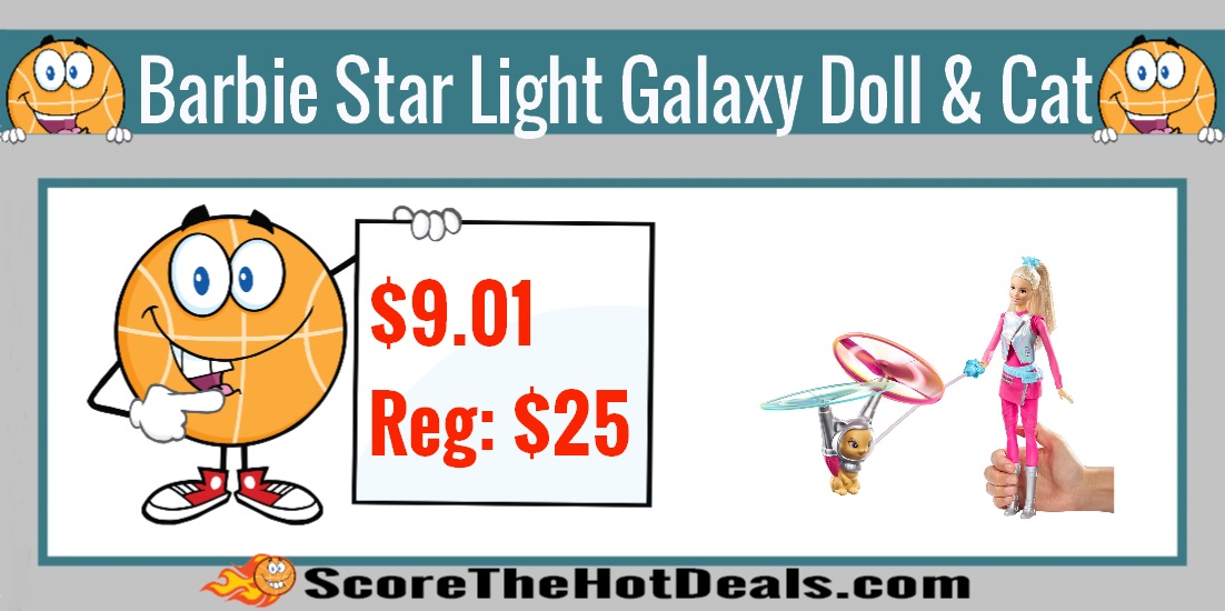 Star Light Galaxy Barbie Doll & Flying Cat