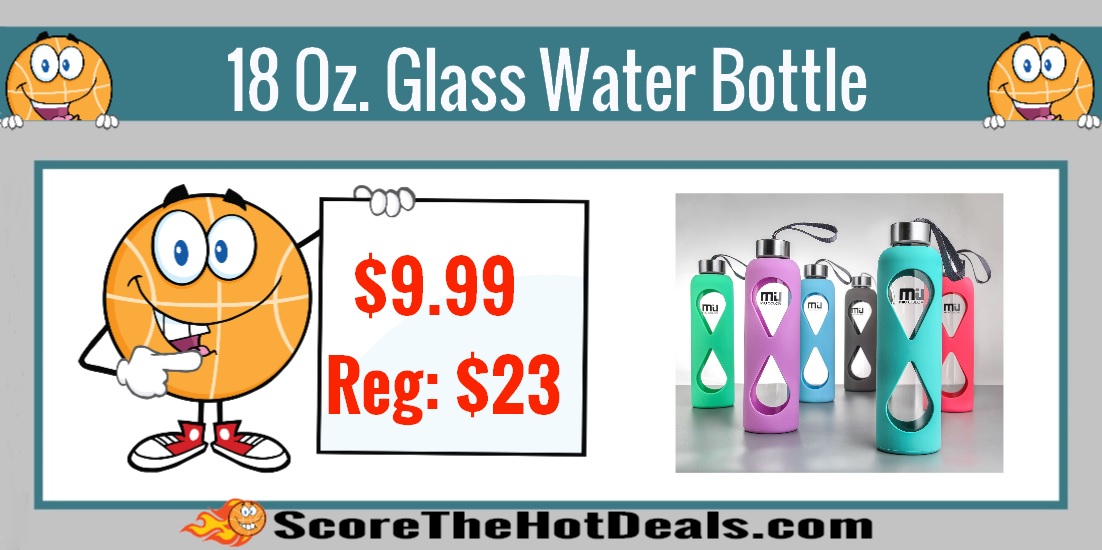 18 Oz. Glass Water Bottle With Sleeve
