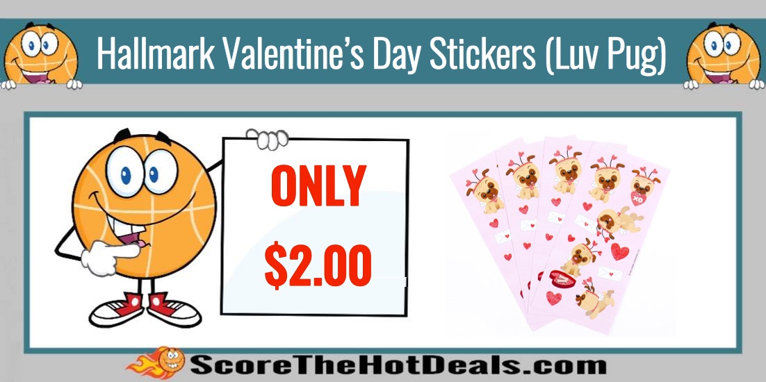 Hallmark Valentine’s Day Stickers (Luv Pug)