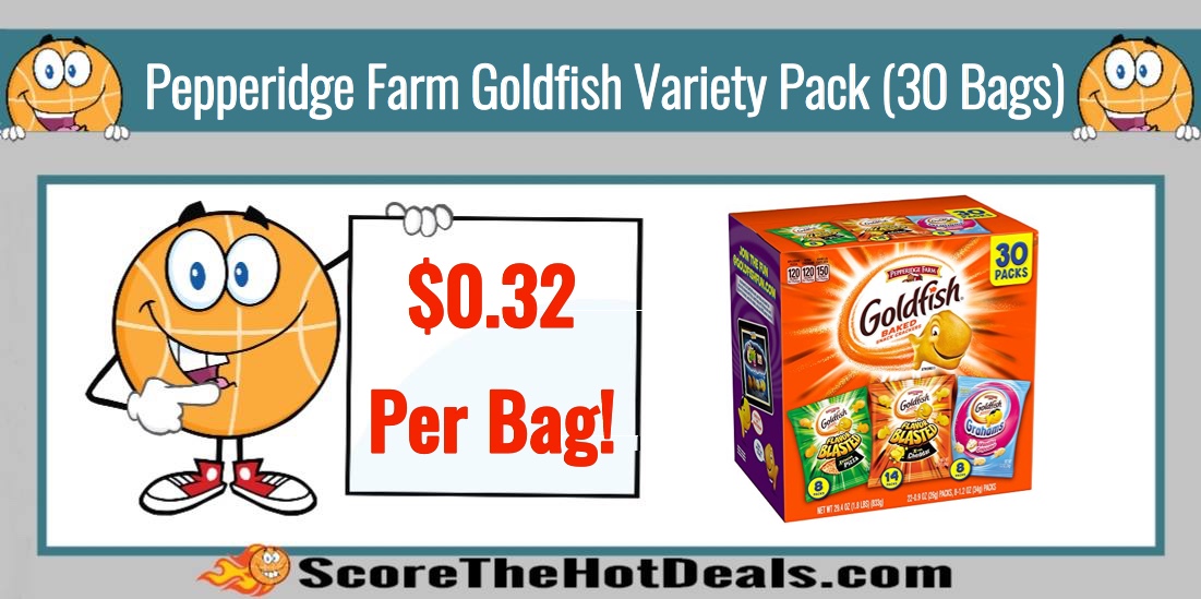 Pepperidge Farm Goldfish Variety Pack (30 Bags) - ONLY $9.48 (or $0.32 per bag)!