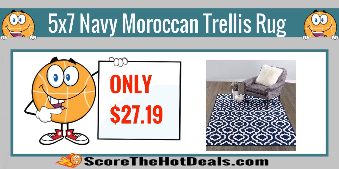5x7 Navy Moroccan Trellis Rug