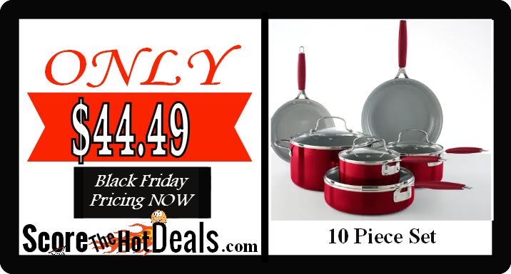 10 Piece Ceramic Food Network Cookware Set - ONLY $44.49!